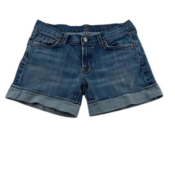 7 for All Mankind Shorts Upcycled from Jeans Light Wash Low Rise Women's Size 29 - Picture 1 of 10